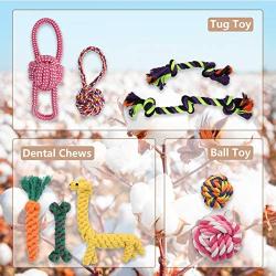 Puppy Rope Dog Toy, Non Squeaky Ball Chew Tug Toy Set for Small/Medium Breed Dog Playtime