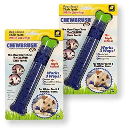 BulbHead Chewbrush Toothbrush Dog Toothbrush and Dog Toy - No Dog Toothpaste Required - Great Dog Teeth Cleaning Toys