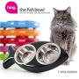 HING Fish Non Slip Dual Cat Feeding Station with Removable Bowls
