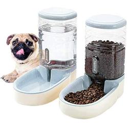 Happycat Pets Gravity Food and Water Dispenser Set,Small & Big Dogs and Cats Automatic Food and Water Feeder Set,Double Bowl Design for Small and Big Pets