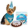 JT PET Dog Birthday Boy Party Pack with Bandana, Star Spangled Party Hat with Adjustable Elastic, Tassels and Feathery Trim, and Vegan Birthday Pie