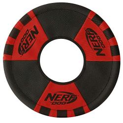 Nerf Dog Trackshot Toss and Tug Ring Dog Toy, Lightweight, Durable and Water Resistant, 9 Inches, For Medium/Large Breeds, Single Unit, Red/Black