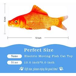 UPSKY Electric Moving Fish Cat Toy, Realistic Plush Simulation Electric Wagging Fish Cat Toy Catnip Kicker Toys, Funny Interactive Pets Pillow Chew Bite Kick Supplies for Cat Kitten Kitty