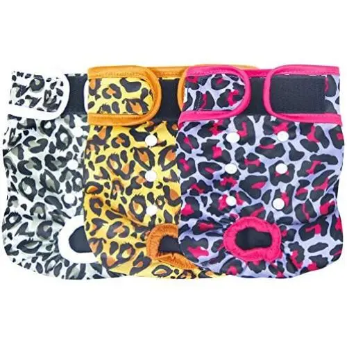 Leekalos Reusable Washable Dog Diapers Female (3 Pack) - Highly Absorbent Doggie Diapers - Size Adjustable Puppy Diapers for Dog Period Panties