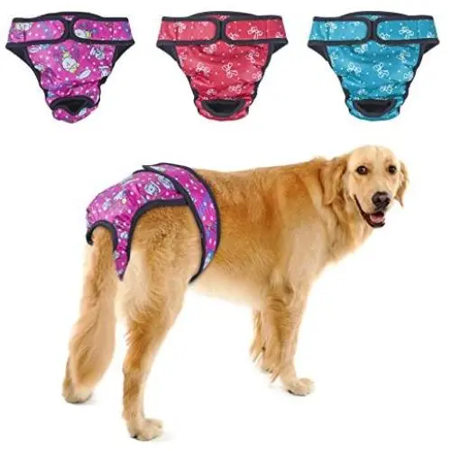 PETBABA Female Dog Diapers, 3 Pcs Period Pants, Reusable Washable Cover Up Panties, Adjustable Nappies Suitable Medium to Large Women Girl in Heat Season in XXL PETBABA Female Dog Diapers, 3 Pcs Period Pants, Reusable Washable Cover Up Panties, Adjustable Nappies Suitable Medium to Large Women Girl in Heat Season in XXL