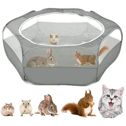 VavoPaw Small Animals Playpen, Waterproof Breathable Indoor Pet Cage Tent with Zipper Cover, Portable Outdoor Exercise Yard Fence for Kitten Hamster Bunny Squirrel Guinea Pig Hedgehog