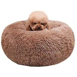 waitata Modern Soft Plush Round Dog Bed Cat Bed Donut Pet Bed for Small Dogs and Cats Self Warming Indoor Sleeping Bed Multiple Sizes (20/24/28)