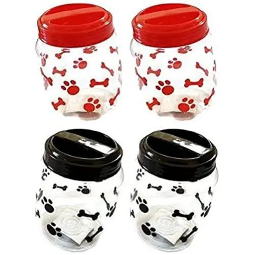 Greenbrier Pet Food Treats Plastic Storage Jars, Paws and Bones, Dogs and Cats, 4-jar Set Greenbrier Pet Food Treats Plastic Storage Jars, Paws and Bones, Dogs and Cats, 4-jar Set
