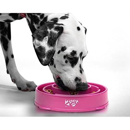 2PET Slow Feed Dog Bowl Slowly Bowly Fun Interactive Dog Dish for Fast Eaters. Prevent Bloating. Fun to Use Dog Bowl. Cat Feeder Friendly. [Skid Protection Upgraded]