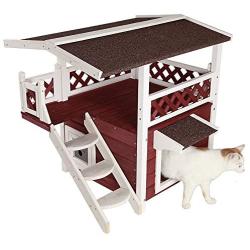 Petsfit Outdoor Cat House with Escape Door and Stairs