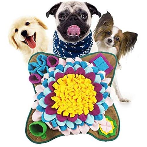 B-1 Pet Training Mat Dog Feeding Mat, Interactive Pet Dog Toys Round Pet Sniffing Pad Washable Training Blanket Feeding Mat Piecing Multi-Color Dog Toys