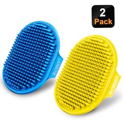 Dog grooming brush + pet grooming comb rake, ROPO pet shampoo brush, brush soothing massage rubber comb Double-sided pet grooming comb for removing tangles and mats 2+1pcs