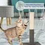 PAWBEE Cat Scratching Post - 20” Kitty Scratch Pole with Natural Sisal Rope and Hanging Ball Toy - Carpet Covered Heavy Anti-tip Base - Sturdy Scratcher Pole Tower for Small Cats and Kittens