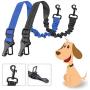 Dog Seat Belt, 2 Packs 3-in-1 Car Harness for Dogs Adjustable Safety Seatbelt for Car Durable Nylon Reflective Bungee Fabric Tether with Clip Hook Latch & Buckle