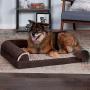 Furhaven Pet Dog Bed - Cooling Gel Memory Foam Faux Fleece and Chenille Soft Woven Traditional Sofa-Style Living Room Couch Pet Bed with Removable Cover for Dogs and Cats