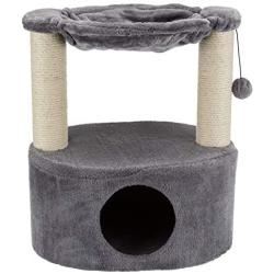 Royal Pet Club Baza Grande Scratching Post, Gray, with Condo, Hammock, Dangling Pom-Pom, Medium, Model Number: 44555