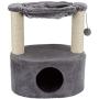 Royal Pet Club Baza Grande Scratching Post, Gray, with Condo, Hammock, Dangling Pom-Pom, Medium, Model Number: 44555