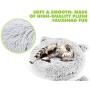 Pecute Cat Bed Plush Round Dog Bed, Pet Calming Donut Cuddler Fluffy Cozy Cat Cushion Bed Warm Sofa Non-Slip, Washable Easy to Clean (21.7'' x 5.9'', Light Grey)