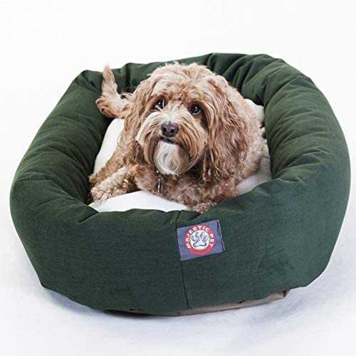 Majestic Pet Poly-Cotton Sherpa Bagel Dog Bed for Dogs & Cats, Calming Donut Dog Bed Cuddler | Washable | Multiple Sizes & Colors