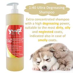 YUUP! Italy Professional 1:40 Ultra Degreasing Shampoo for Dogs and Cats, Natural Extracts of Birch, Burdock and Thyme - Ideal for Oily & Dirty & Smelly Coats(33.8 oz/ 1000 ml)