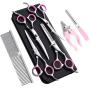 PETPLUS Pet Grooming Scissors for Dogs Cats Straight & Thinning & Curved Scissors Set for Dog Grooming
