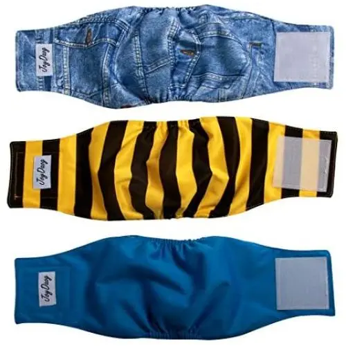 JoyDaog Reusable Belly Bands for Small Dog Diapers Male Washable Puppy Wrap(Pack of 3)