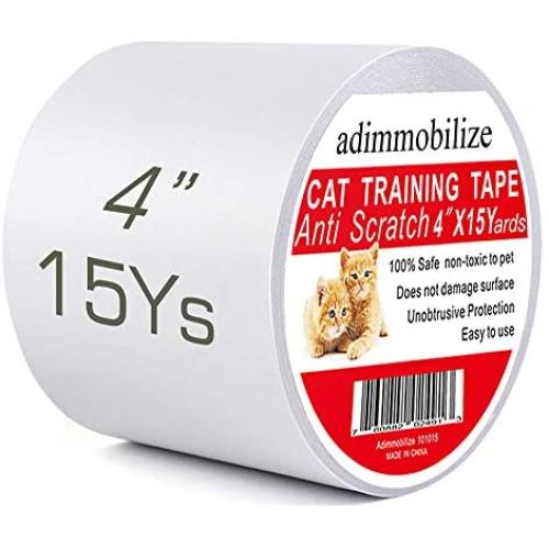 adimmobilize Cat Scratch Deterrent Tape - Anti-Scratch Cat Training Tape for Couch, Furniture, Door, 100% Transparent Clear, Removable, Residue-Free, Non-Toxic