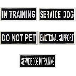 Service Dog in Training Do Not Pet Emotional Support Vest / Harnesses Morale Tactical Patch Embroidered Badge Fastener Hook & Loop Emblem, 2 X 6 Inch, 5 Pcs