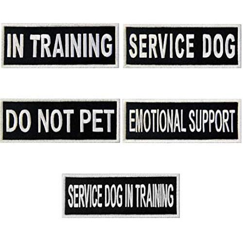 Service Dog in Training Do Not Pet Emotional Support Vest / Harnesses Morale Tactical Patch Embroidered Badge Fastener Hook & Loop Emblem, 2 X 6 Inch, 5 Pcs