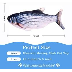 UPSKY Electric Moving Fish Cat Toy, Realistic Plush Simulation Electric Wagging Fish Cat Toy Catnip Kicker Toys, Funny Interactive Pets Pillow Chew Bite Kick Supplies for Cat Kitten Kitty