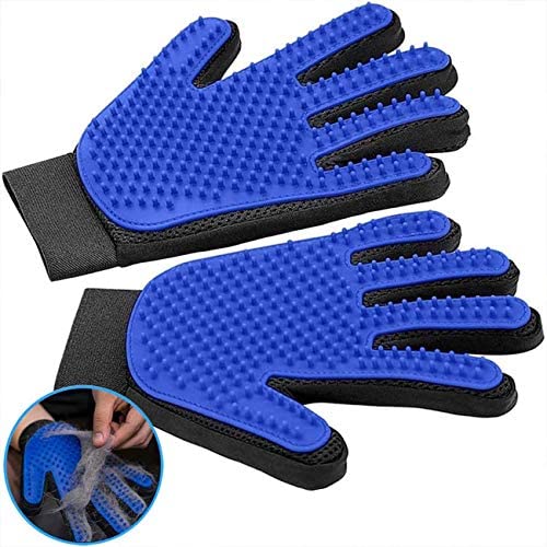 FEMW Pet Grooming Glove - Efficient Pet Hair Remover Mitts - Pet Massage Gloves - Gentle Deshedding Brush Glove - for Dog Cat Horse with Long & Short Fur [Upgrade Version][Left & Right Hand]