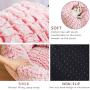 pawstrip Dog Cat Bed Donut Cuddler, Winter Warm Coral Fleece Round Drawstring Puppy Cushion, Ultra Soft Indoor Calming Sleeping Beds for Cats Small Dogs