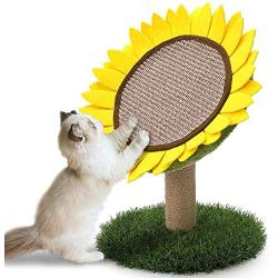 GiftParty Cat Scratching Post, Sunflower Claw Scratching Post for Kitty, Natural Sisal Scratcher Board, Cute Furniture Interactive Activity Pad Toys for Kitten & Cat, 18x12 Inch