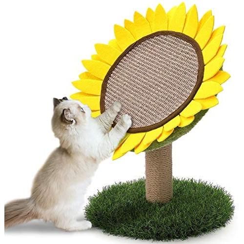 GiftParty Cat Scratching Post, Sunflower Claw Scratching Post for Kitty, Natural Sisal Scratcher Board, Cute Furniture Interactive Activity Pad Toys for Kitten & Cat, 18x12 Inch