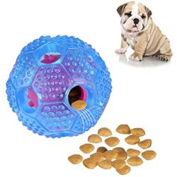 RENZCHU Interactive Dog Toy, IQ Treat Ball Food Dispensing Toys for Small Medium Large Dogs Durable Chew Ball, Nontoxic Rubber and Bouncy Dog Ball, Cleans Teeth-Blue