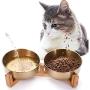La La Pet Pet Feeder Feeding Bowl Stainless Steel Bamboo Rise Food Bowl Drinking Bowl for Dogs Cats