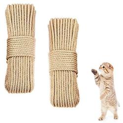 Amakunft Hemp Rope (131Ft and 98Ft) for Cat Tree and Tower,DIY Cat Scratcher Sisal Rope for Cat Scratching Post Tree Replacement, Playing Flexible Scratching Pad