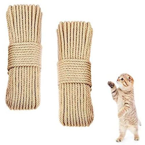 Amakunft Hemp Rope (33Ft and 98Ft) for Cat Tree and Tower,DIY Cat Scratcher Sisal Rope for Cat Scratching Post Tree Replacement, Playing Flexible Scratching Pad