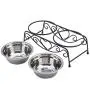 Zerone Elevated Double Pet Bowl, Polished Stainless Steel Modern Cat Dog Double Puppy Pet Water Food Lower Raised Feeder Dish Bowls Stand US for Home, Great Gift Zerone Elevated Double Pet Bowl, Polished Stainless Steel Modern Cat Dog Double Puppy Pet Water Food Lower Raised Feeder Dish Bowls Stand US for Home, Great Gift