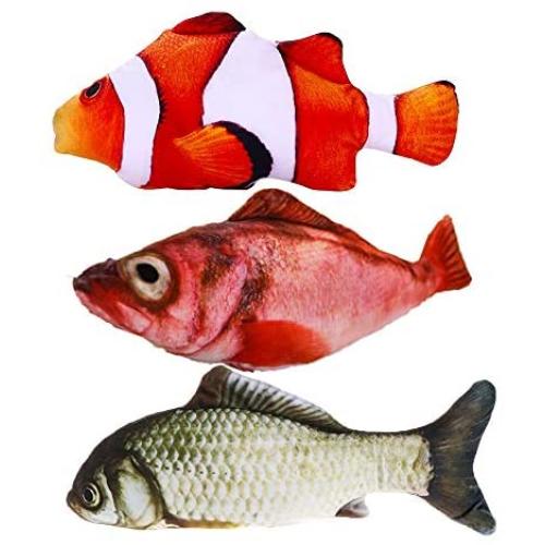 pepoot Catnip Toys Kitten Toys Cat Toy Fish Plush Fishes Dolls Interactive Pets Pillow Chew Toys for Cats Pet Supplies for Kitty