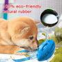 Vnice Durable Squeaky Dog Toys for Aggressive Chewers,Elasticity Rubber Football,Puppy Toothbrush ,Tough Interactive Pet Toy Ball for Small Medium and Large Breed (Blue)