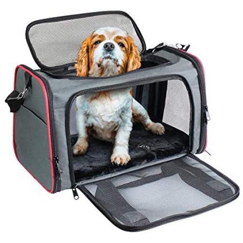 GOOPAWS Soft-Sided Pet Travel Carrier, Airline Approved Cat Carriers Dog Carrier Collapsible, Durable, Top Loading
