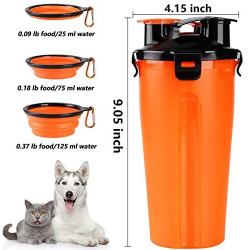 Lenlorry Dog Water Bottle Dog Travel Bowls Water Food Container with Dual Collapsible Dog Bowls Outdoor Pet Bowls for Dog Cat Puppy Kitten Rabbit Walking Hiking Traveling