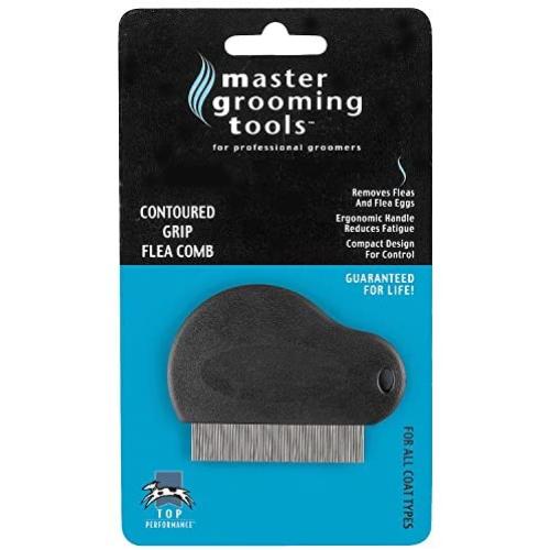 Master Grooming Tools Contoured Grip Flea Combs — Ergonomic Combs for Removing Fleas