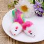 avbxcuecc 10Pcs/Set Novelty Pet Kitten Cat Furry Mouse Shaped Toy Feather Tail Fetch Toy Gift