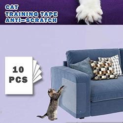 N/W Cat Couch Protector,10 Pack Cat Scratch Deterrent for Furniture,Double-Sided Clear Trainging Tape, 6-Pack XL17’’L 12’’W+4-Pack L 18’’L 6”W for Protect The Couch Door Walls.