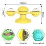 HSONLINE Windmill Cat Toy, Portable Turntable Teasing Toys Pet Training Interactive Balls, Scratching Tickle Cats Hair Brush with Rotating Led Ball & Catnip Ball, Suction Cup Base Pet Toys