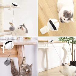 Interactive Cat Toys, Cat Teaser Toy with Auto Lifting Ball Electric Flutter Rotating Interactive Puzzle Pet Toy Catching Game for Kitty Training Exercise
