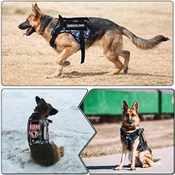 voopet Tactical Dog Harness, Lightweighting Adjustable No-Pull Vest with Hook & Loop Panels for ID Patch, K9 Pet Working Training Molle Vest with Easy Control Handle (with 6Pcs Removeable Tags)