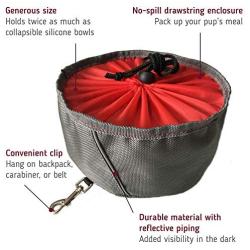 Leashboss Collapsible Dog Bowls - Two Large 64 Ounce Folding Travel Water and Food Bowls